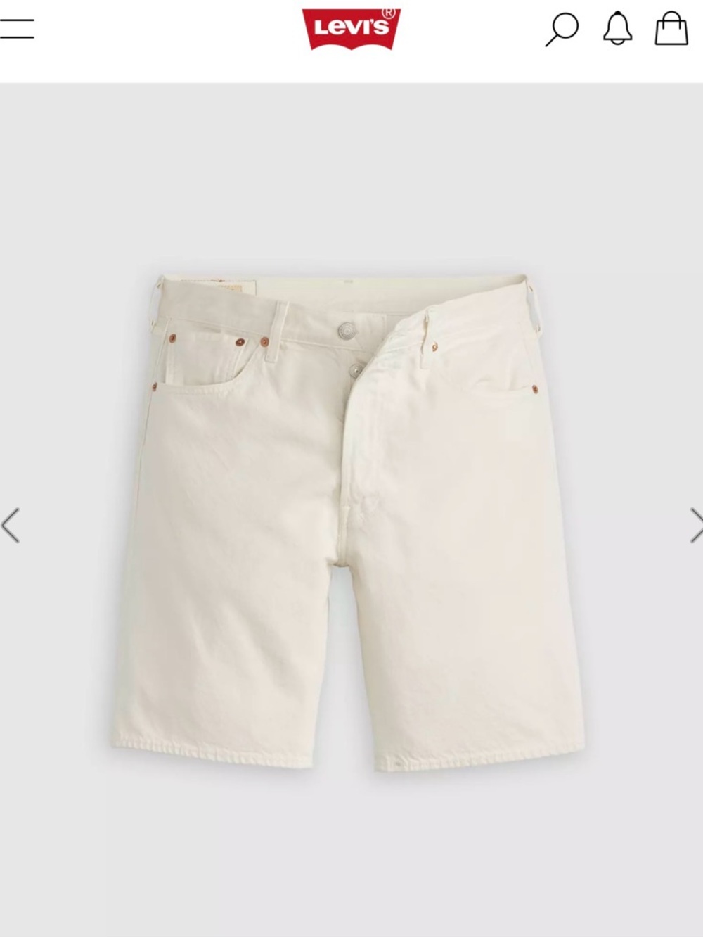 Levi's 501 White Denim Jean Shorts